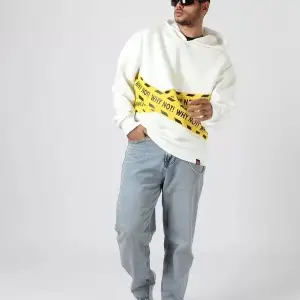 Why Not Baskılı Beyaz Oversize Unisex Kapüşonlu