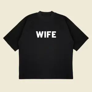 Wife Baskılı Oversize Unisex Pamuklu Nefes Alan Kalın Kumaşlı