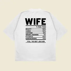Wife Baskılı Oversize Unisex Pamuklu Nefes Alan Kalın Kumaşlı