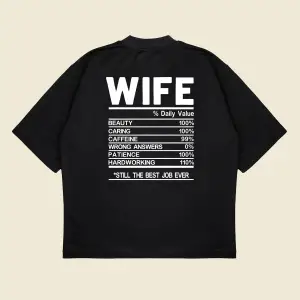 Wife Baskılı Oversize Unisex Pamuklu Nefes Alan Kalın Kumaşlı