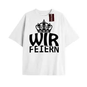 WIR FEIERN Unisex Oversize Yazılı Tshirt BEYAZ