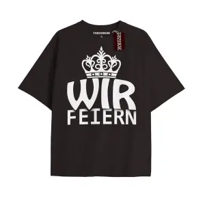 WIR FEIERN Unisex Oversize Yazılı Tshirt SİYAH