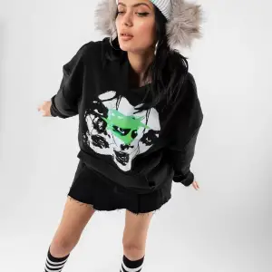 Woman Shadows Baskılı Siyah Oversize Unisex