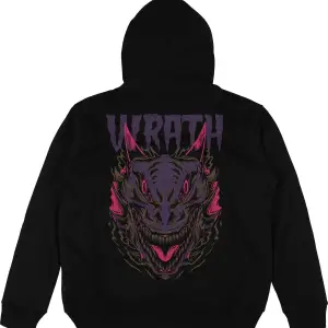 Wrath Siyah Oversize Unisex Kapüşonlu Sweatshirt Hoodie