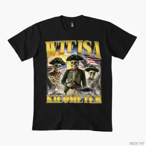 WTF Bir Kilometre Ne Demektedir Komik İskelet Meme Erkekler Kadınlar İçin Tişört %100 Pamuklu