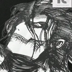 X Attack on Titan Erkek Figürü ve Japon Harfli Grafik Tişört