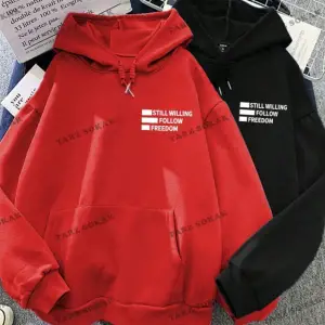 Y2K Çift SEVGİLİ Still Freedom Kalın Kışlık Sweatshirt - Baskılı Oversize KOD 1484