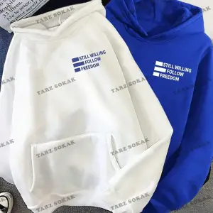 Y2K Çift SEVGİLİ Still Freedom Kalın Kışlık Sweatshirt - Baskılı Oversize KOD 1484