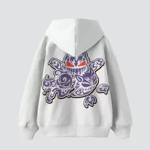 y2K Gengar Sırt Baskılı Oversize Unisex Beyaz