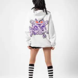 y2K Gengar Sırt Baskılı Oversize Unisex Beyaz
