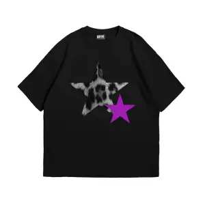 Y2k Leopar Starz V2 Baskılı Oversize Unisex Beyaz