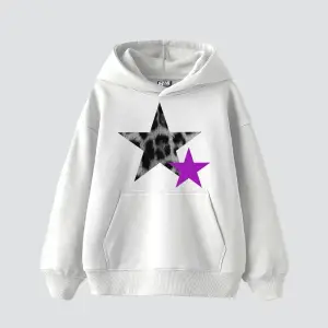 Y2k Leopar Starz V2 Baskılı Oversize Unisex Beyaz