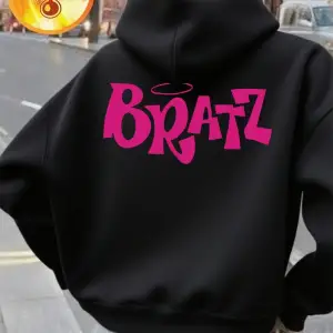 Y2K Pembe Bratz Mektup Baskılar Kapüşonlular Kadınlar Kış Polar Sıcak Tişörtü Rahat Cep Kazak