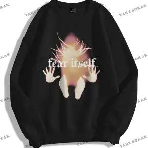 Y2K Unisex Fear Itself Bisiklet Yaka Sweatshirt KOD 1814