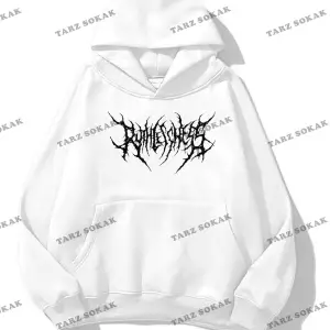 Y2K Unisex Gothic Ruthless Sweatshirt Hoodie KOD 1726 Beyaz