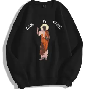 Y2K Unisex Jesus Is King Bisiklet Yaka Sweatshirt KOD 1806