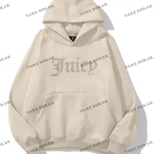 Y2K Unisex Juicy Taş Görünümlü Baskılı Sweatshirt KOD 1509 Beyaz