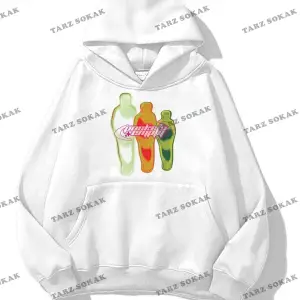 Y2K Unisex Pockets Empty Sweatshirt KOD 1617 Beyaz