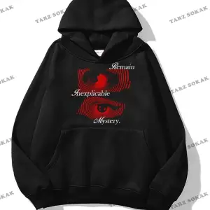 Y2K Unisex Remain Mystery Sweatshirt Hoodie KOD 1745 Siyah