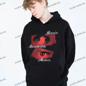 Y2K Unisex Remain Mystery Sweatshirt Hoodie KOD 1745 Siyah