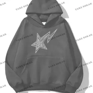 Y2K Unisex Shooting Star Sweatshirt KOD 1535 Gri