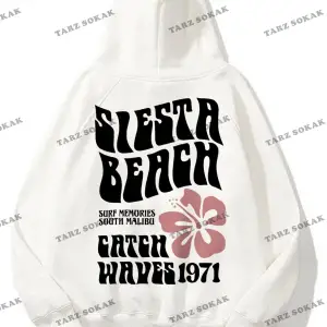 Y2K Unisex Siesta Beach Beyaz Sweatshirt KOD 1997