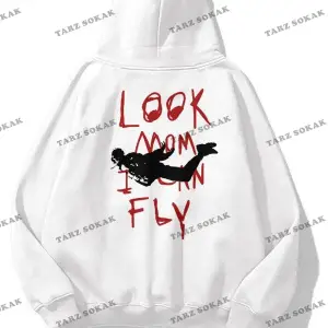 Y2K Unisex Smiley Look Mom Sweatshirt KOD 1493 Beyaz