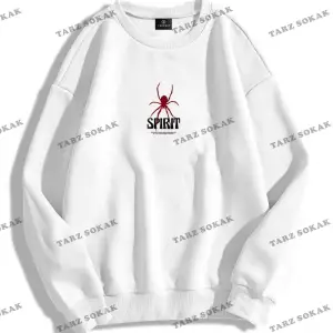 Y2K Unisex Spirit Bisiklet Yaka Sweatshirt KOD 1838 Beyaz
