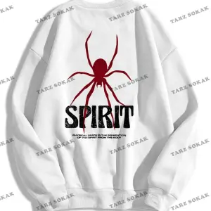 Y2K Unisex Spirit Bisiklet Yaka Sweatshirt KOD 1838 Beyaz