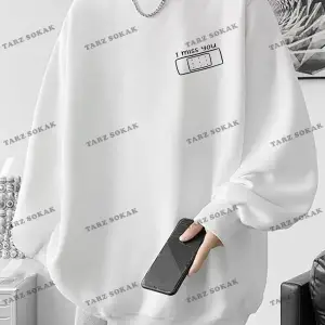 Y2K Unisex Two Rabbit with Flower Sweatshirt KOD 1542 Beyaz