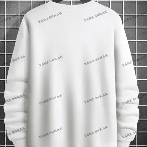 Y2K Unisex Two Rabbit with Flower Sweatshirt KOD 1542 Beyaz