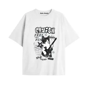 Y2k vintage Cats Baskılı Beyaz T-shirt KOD 10