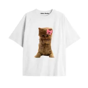 Y2k vintage Cats Baskılı Beyaz T-shirt KOD 13