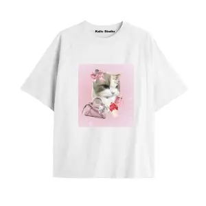 Y2k vintage Cats Baskılı Beyaz T-shirt KOD 18