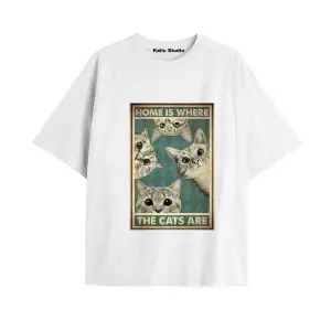 Y2k vintage Cats Baskılı Beyaz T-shirt KOD 2
