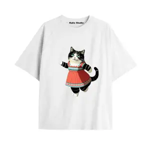 Y2k vintage Cats Baskılı Beyaz T-shirt KOD 5