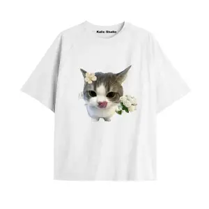 Y2k vintage Cats Baskılı Beyaz T-shirt KOD 8