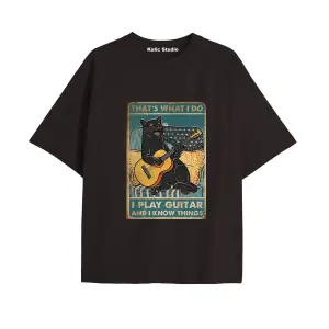 Y2k vintage Cats Baskılı Sİyah T-shirt KOD 24