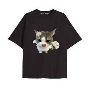 Y2k vintage Cats Baskılı Sİyah T-shirt KOD 29