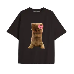 Y2k vintage Cats Baskılı Sİyah T-shirt KOD 34