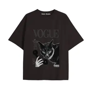 Y2k vintage Cats Baskılı Sİyah T-shirt KOD 35