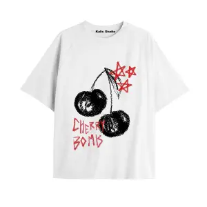 Y2k vintage Cherry Baskılı Sİyah T-shirt KOD 52