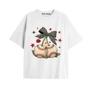 Y2k vintage Cherry Baskılı Sİyah T-shirt KOD 59