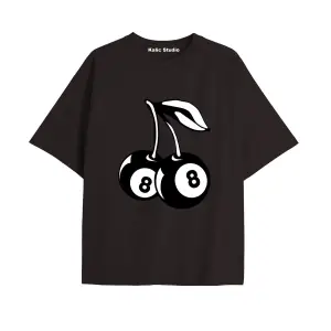 Y2k vintage Cherry Baskılı Sİyah T-shirt KOD 79