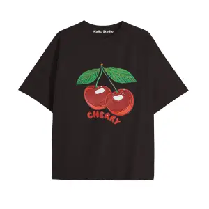 Y2k vintage Cherry Baskılı Sİyah T-shirt KOD 88
