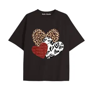 Y2k vintage Leopar Baskılı Sİyah T-shirt KOD 155