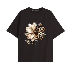 Y2k vintage Leopar Baskılı Sİyah T-shirt KOD 162