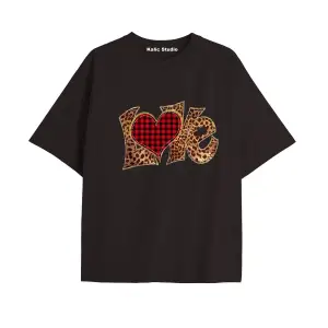Y2k vintage Leopar Baskılı Sİyah T-shirt KOD 168