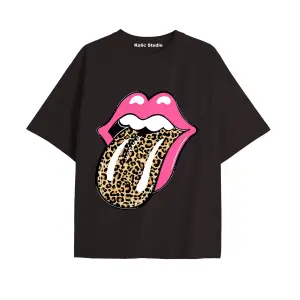 Y2k vintage Leopar Baskılı Sİyah T-shirt KOD 169