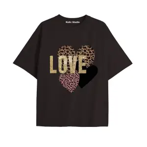 Y2k vintage Leopar Baskılı Sİyah T-shirt KOD 171